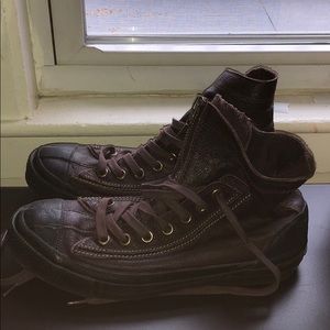 Maroon Converse combat boots